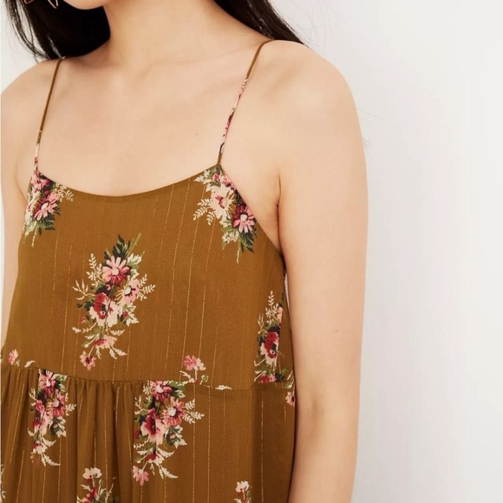💗 Madewell Cami Tier Floral Olive Midi Dress | Size 2 - Picture 10 of 10
